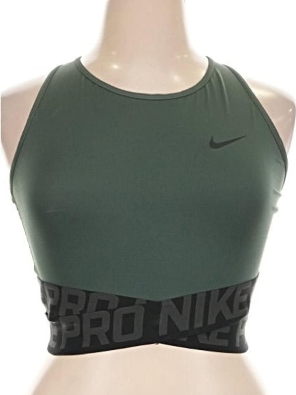Nike Pro Intertwist Crop Tank Top Sage Green Olive Gray Size M